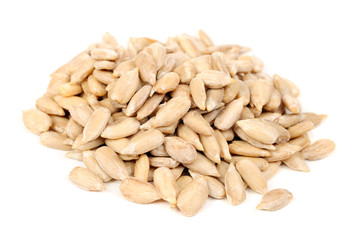 Shelled Sunflower Seeds Isolated on White Background