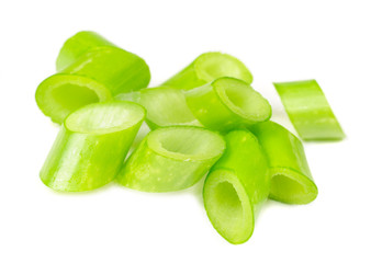 Sliced Spring Onion Isolated on White Background