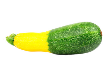 Hybrid Green and Golden Zucchini Isolated on White Background