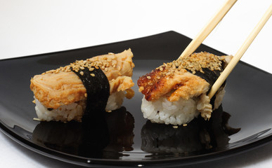 Various kinds of sushi and sashimi