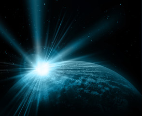 Earth with Rising Sun