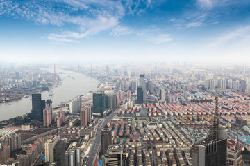overlooking metropolis of shanghai