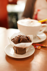 chocolate cake with coffee