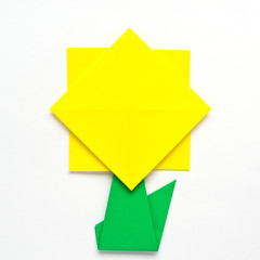 origami sunflower on white background