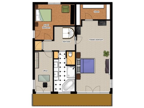 2D Floor Plan Of The House Second Level.