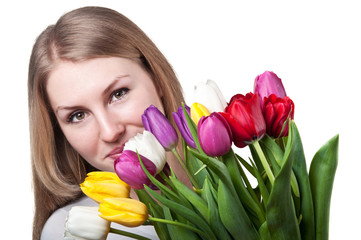 beauty woman with tulips