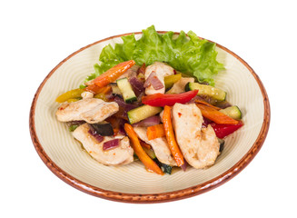 Grilled vegetables and chicken fillet