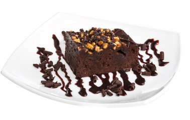 cake truffle with black chocolate sauce