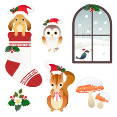 クリスマス　動物　イラスト