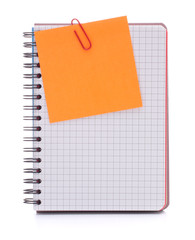 Blank checked notebook with notice paper