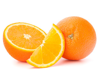 Whole orange fruit and his segments or cantles