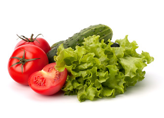 Tomato, cucumber vegetable and lettuce salad