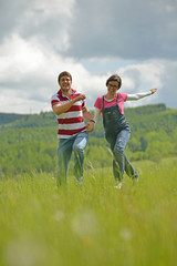 romantic young couple in love together outdoor