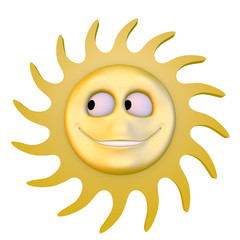 3d sun character looking to the left