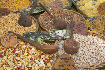Various kinds of nuts on the market.
