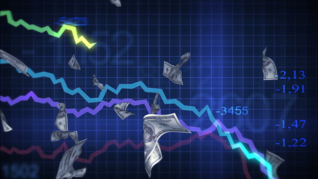 Recession and Inflation. Abstract finance 3d animation
