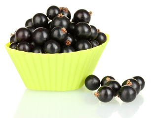 Fresh black currant in silicone mold isolated on white