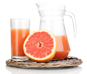 Grapefruit juice and grapefruit isolated on white