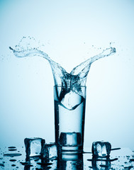 Glass of miniral water with a splash