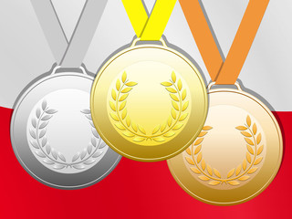 Medals with polish flag