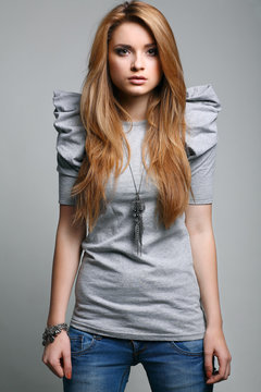 Fototapeta A photo of beautiful girl is in fashion style, glamur