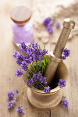 Obraz na płótnie Canvas mortar with fresh lavender