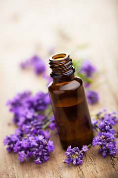 Essential Oil And Lavender Flowers