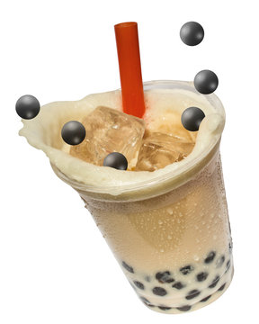 Bubbe Tea with milk is splashing