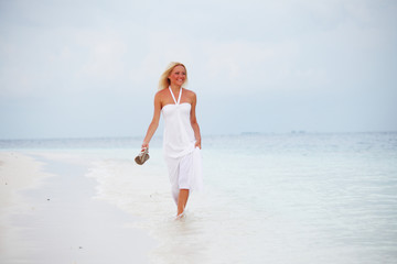 woman on the ocean coast