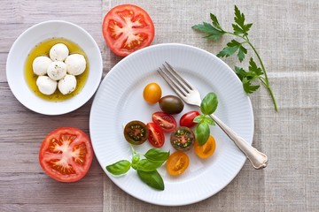Tomatoes and mozzarella