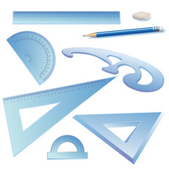 Set of Architectural Drawing Tools, isolated on white