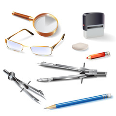Set of Architectural Drawing Tools, isolated on white