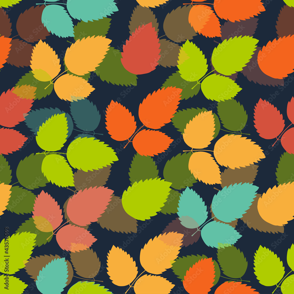 Poster seamless colorful leaf pattern. vector