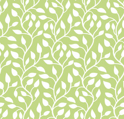 Seamless green leaf pattern. Vector