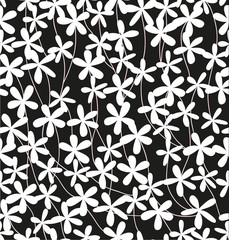 Motif floral noir et blanc sans couture. Vecteur