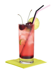 El Diablo cocktail, a long drink made with tequila, creme de cassis, ginger ale and lime with ice...