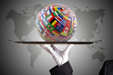 Glossy Flag Globe with different country flags