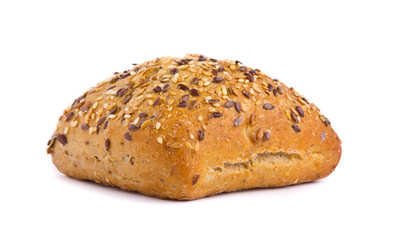 Delicious baked roll isolated on white background