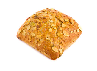 Delicious baked roll isolated on white background