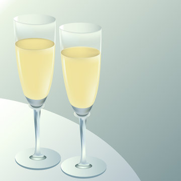 two goblets with wine on table