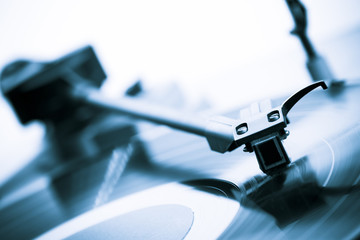 Vintage turntable close-up