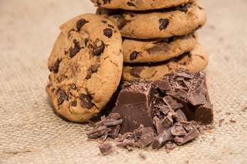 Fresh baked Cookies with chocolate