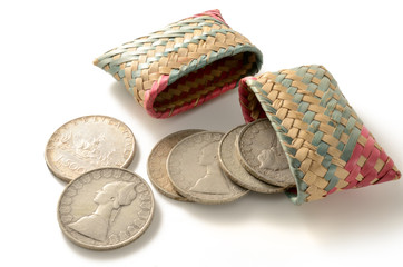 Old silver coins, five-hundred-lira coin
