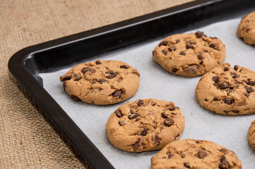 Fresh homemade Cookies on a griddle