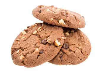 Heap of brown Cookies on white