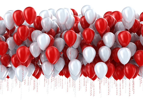Red and white party balloons