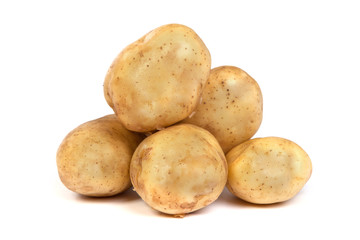 Group of potatoes isolated on white