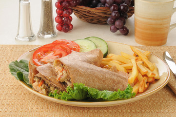 Salmon wraps with french fries