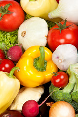 Group of fresh vegetables isolated on white