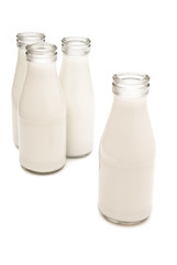 milk bottles with clipping path